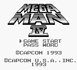 Mega Man IV title screen for GameBoy
